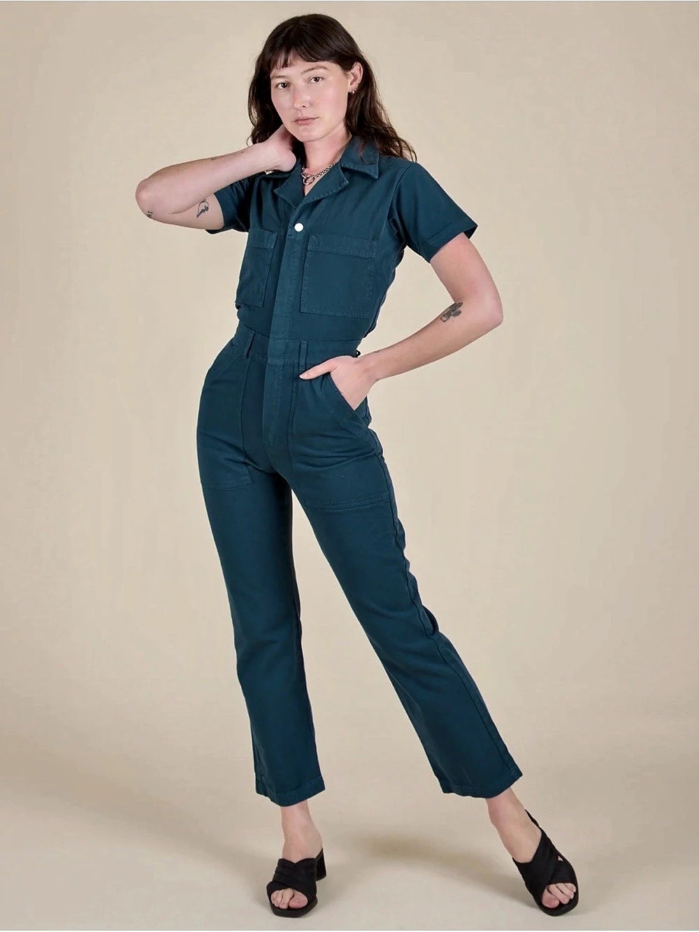 Big Bud Press Short Sleeve Jumpsuit in Lagoon